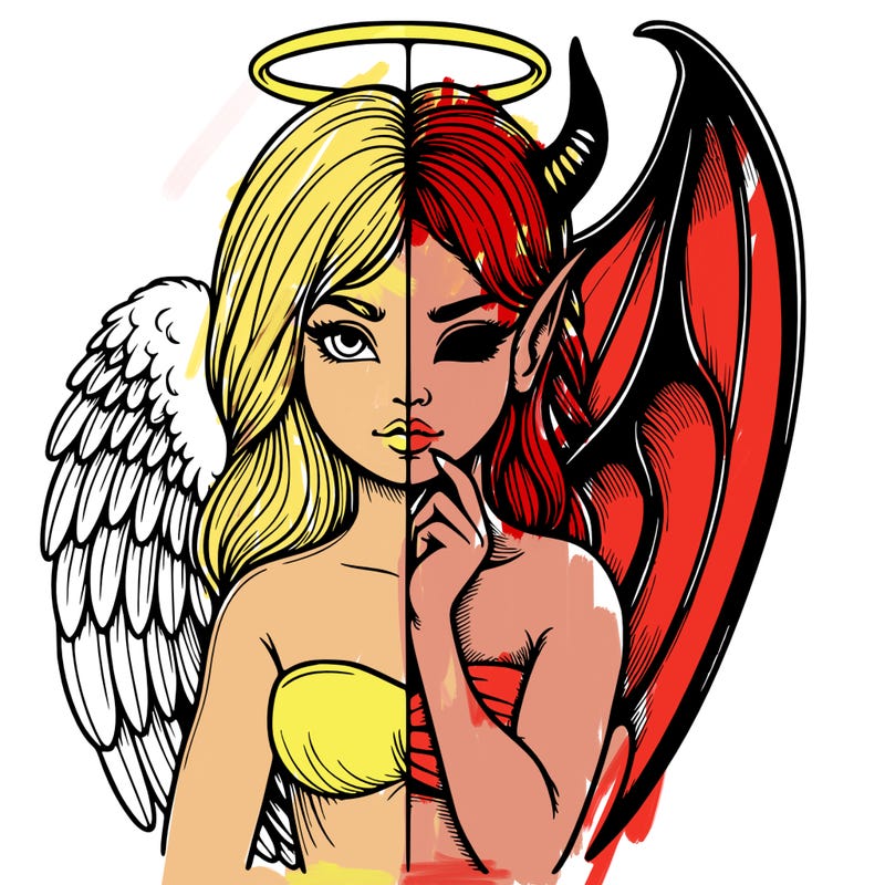 realistic angel half demon