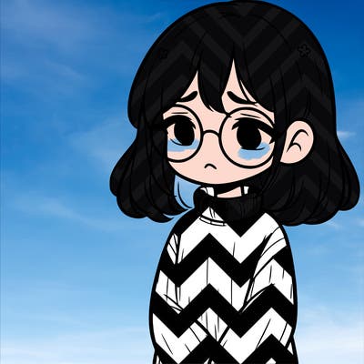 sad girl with glasses in a sweater