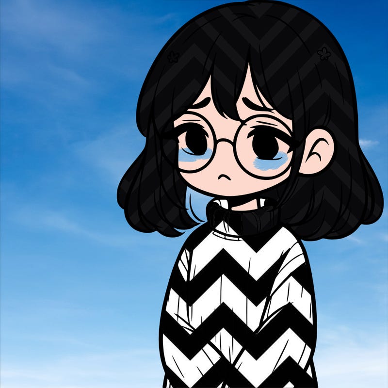 sad girl with glasses in a sweater
