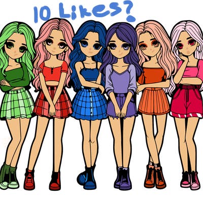 a group of girls realistic