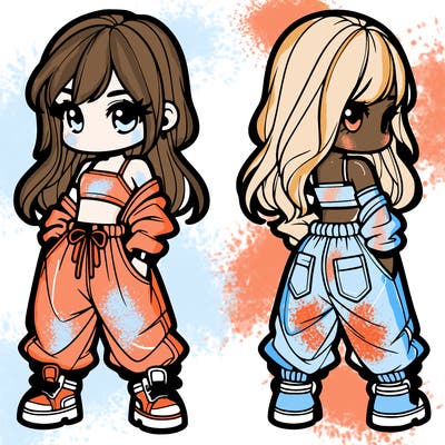 girl in crop top and baggy pants