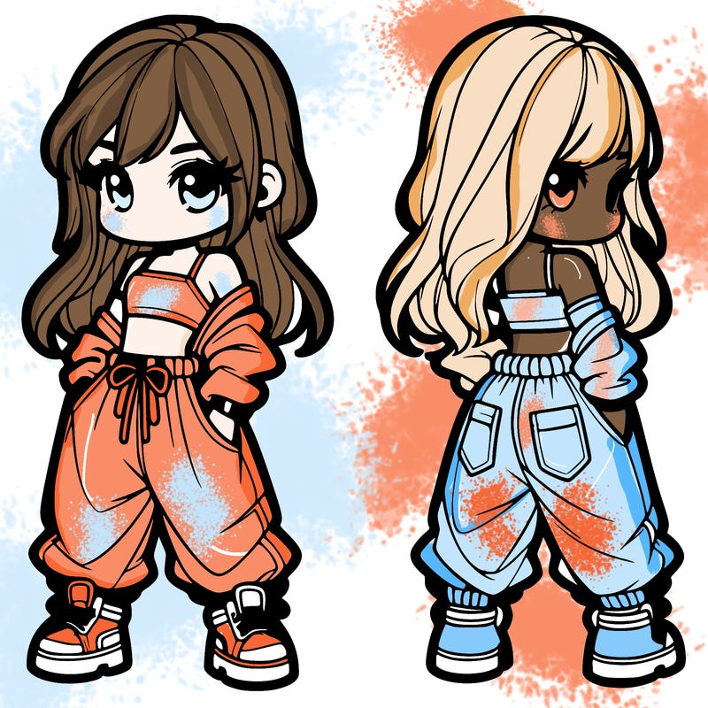 girl in crop top and baggy pants