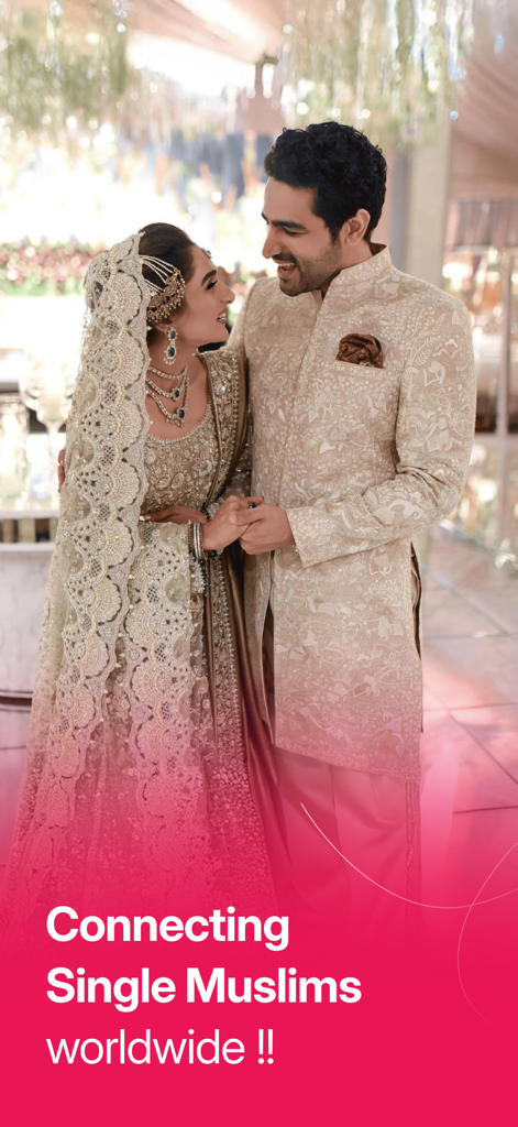 NikahForever Muslim Matrimony - A happy Muslim couple in traditional wedding attire for NikahForever matrimony app
