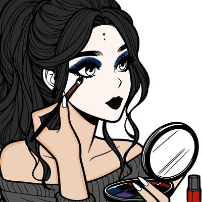 a realistic girl doing her makeup