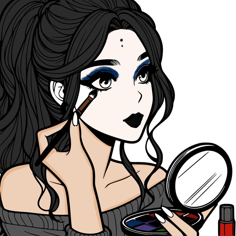 a realistic girl doing her makeup