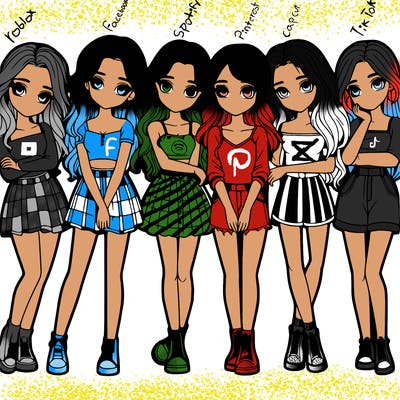 a group of girls realistic