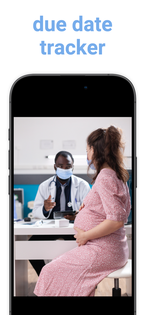 OB Pregnancy Calculator - Pregnant woman in a medical consultation for due date tracking.