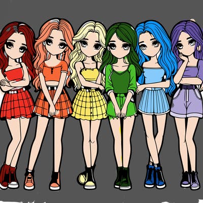 a group of girls realistic