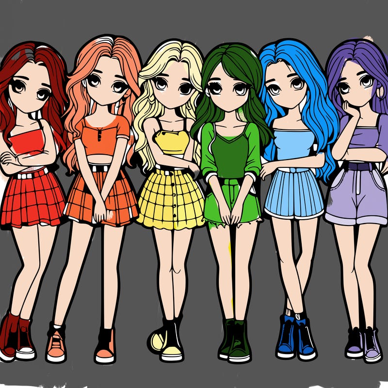 a group of girls realistic