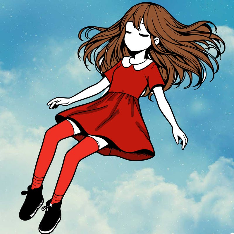 realistic girl floating