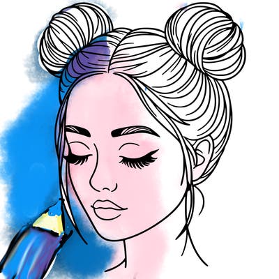 woman with hair buns