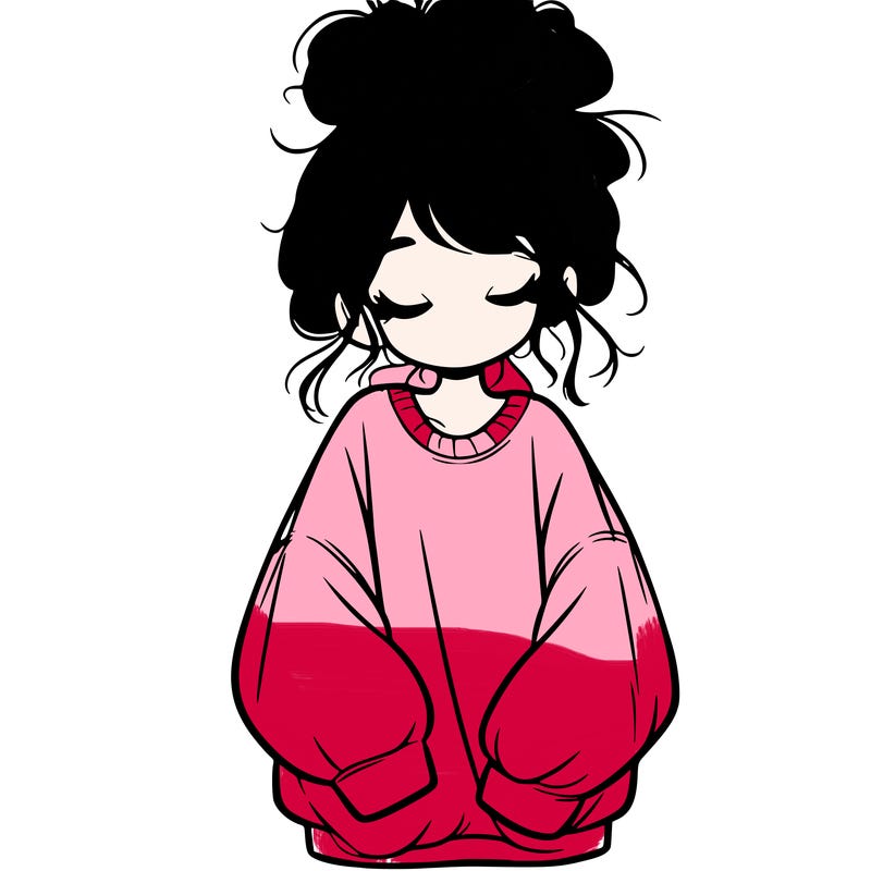 girl with baggy sweatshirt and messy bun