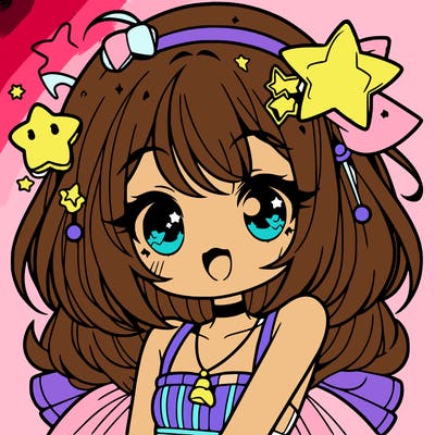 cute anime girl with star accessories