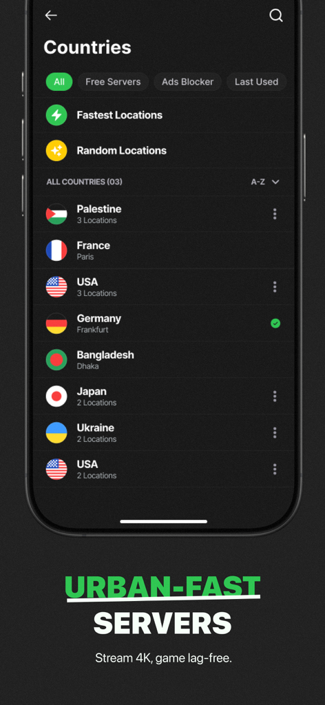 Urban Shield VPN - Urban Shield VPN global server list for fast streaming and gaming