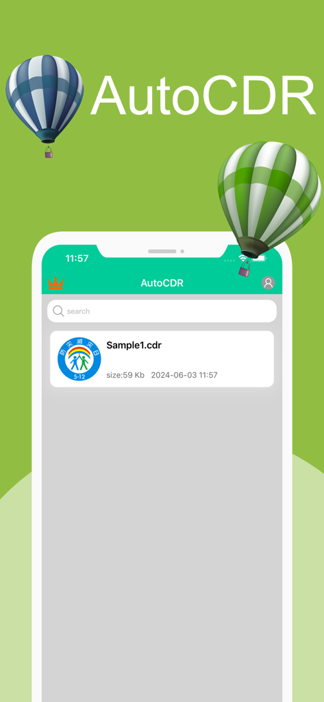 Interface do aplicativo AutoCDR mostrando uma lista de arquivos CorelDRAW importados para visualização.