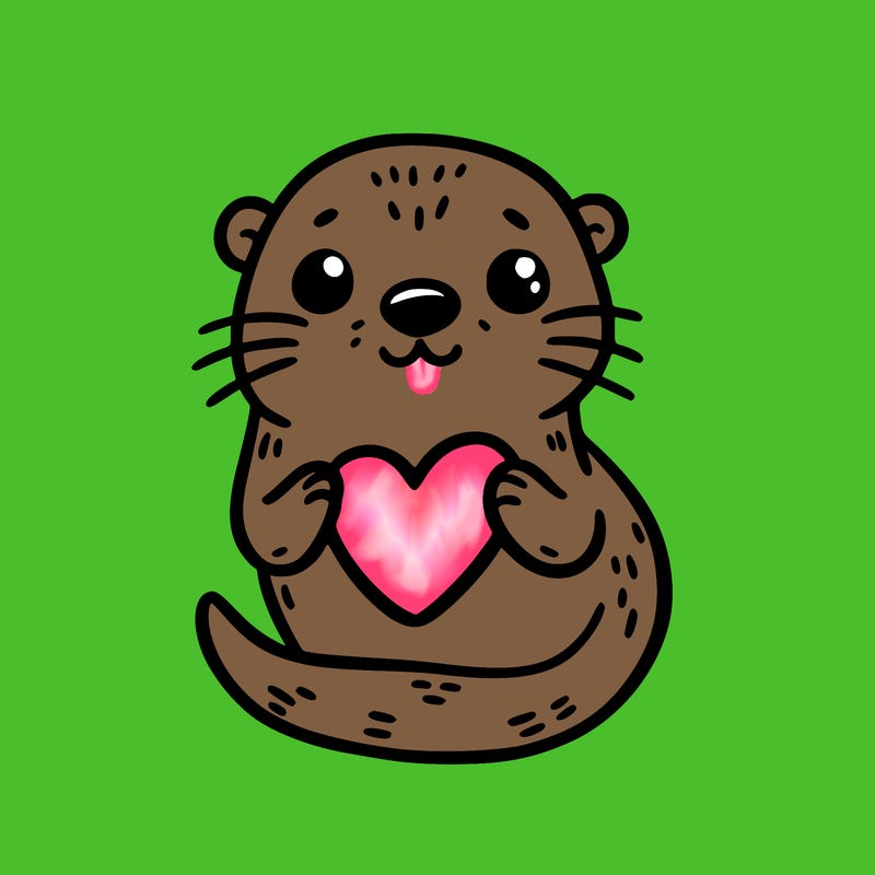 otter with a heart
