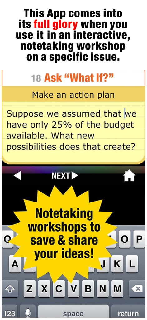 Creative Whack Pack - Creative Whack Pack app interface for interactive brainstorming and notetaking workshops