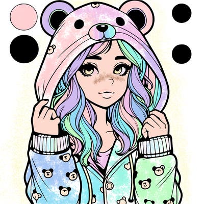 realistic girl in a animal pjs hoodie