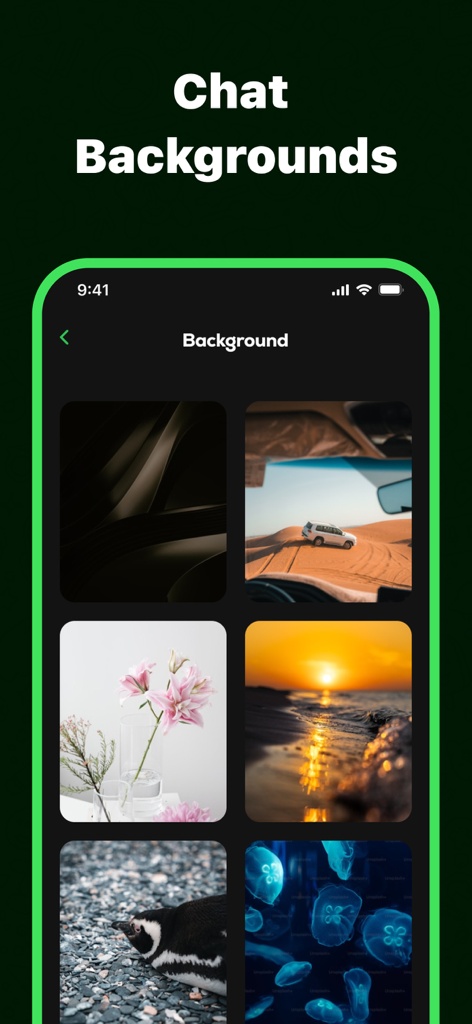 Dual Chat : Web Messenger Plus - Pantalla de selección de fondos personalizados para chats en la aplicación Dual Chat