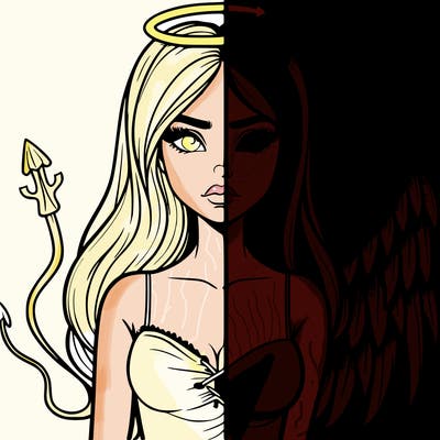devil vs angel realistic girl