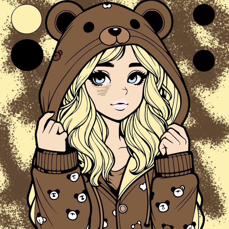 realistic girl in a animal pjs hoodie