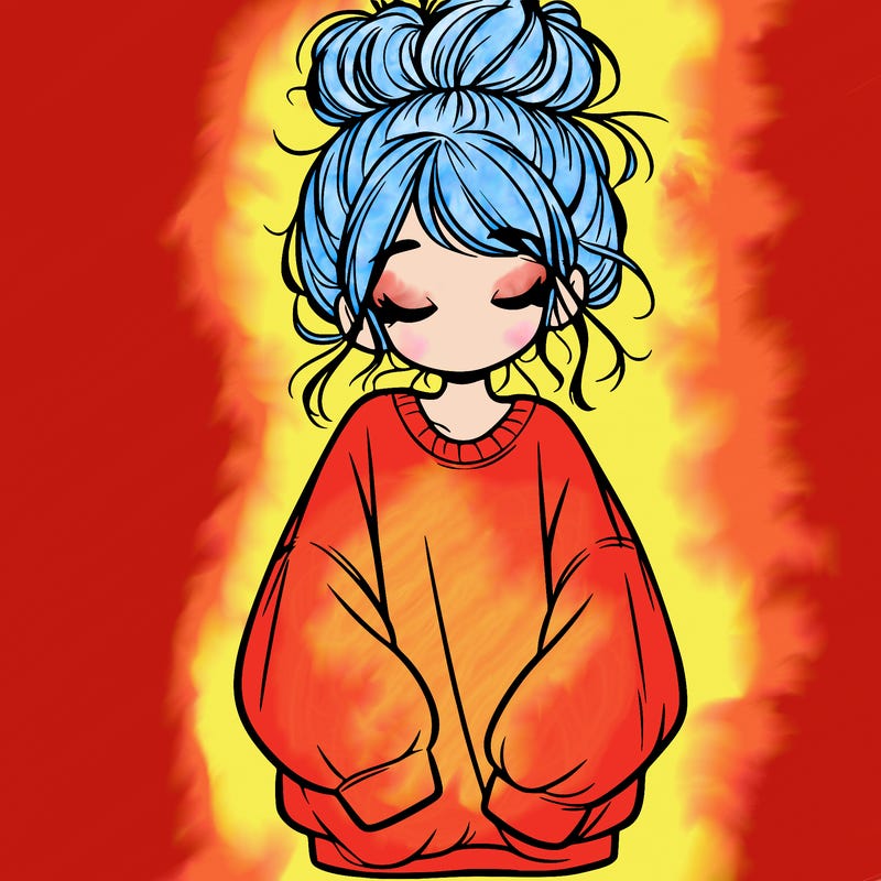 girl with baggy sweatshirt and messy bun