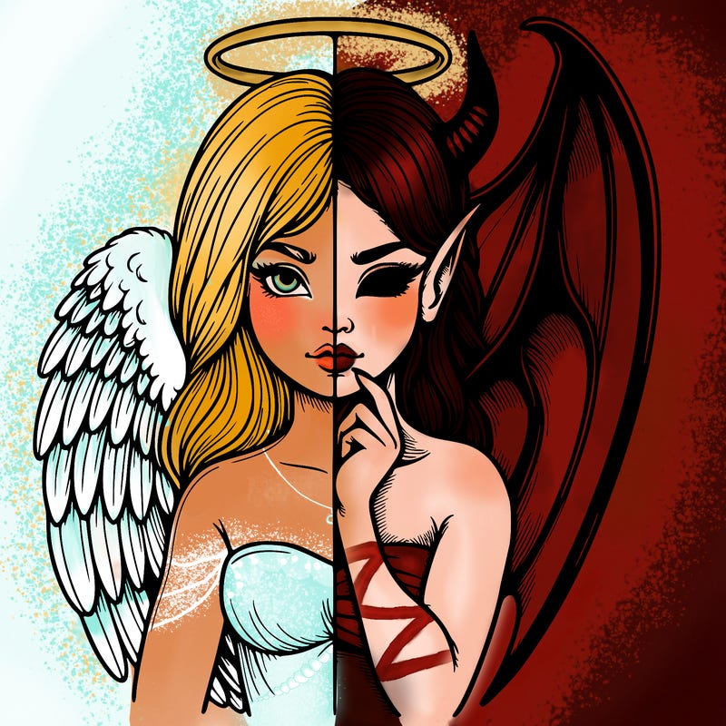 realistic angel half demon