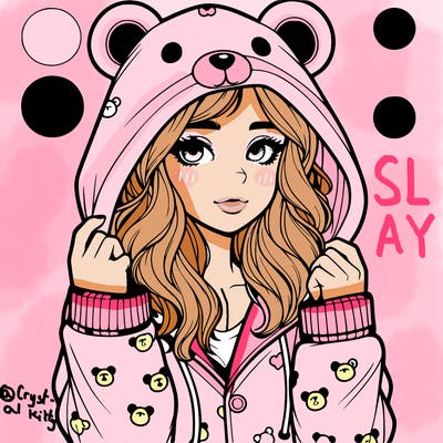 realistic girl in a animal pjs hoodie