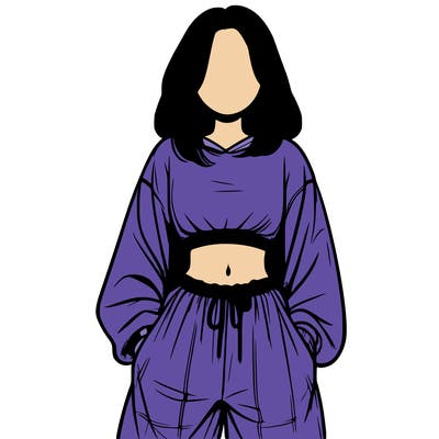 realistic girl faceless with baggy pants and a crop top