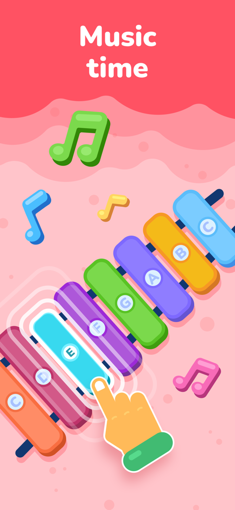 A child playing a colorful musical xylophone in the LogicLike educational app