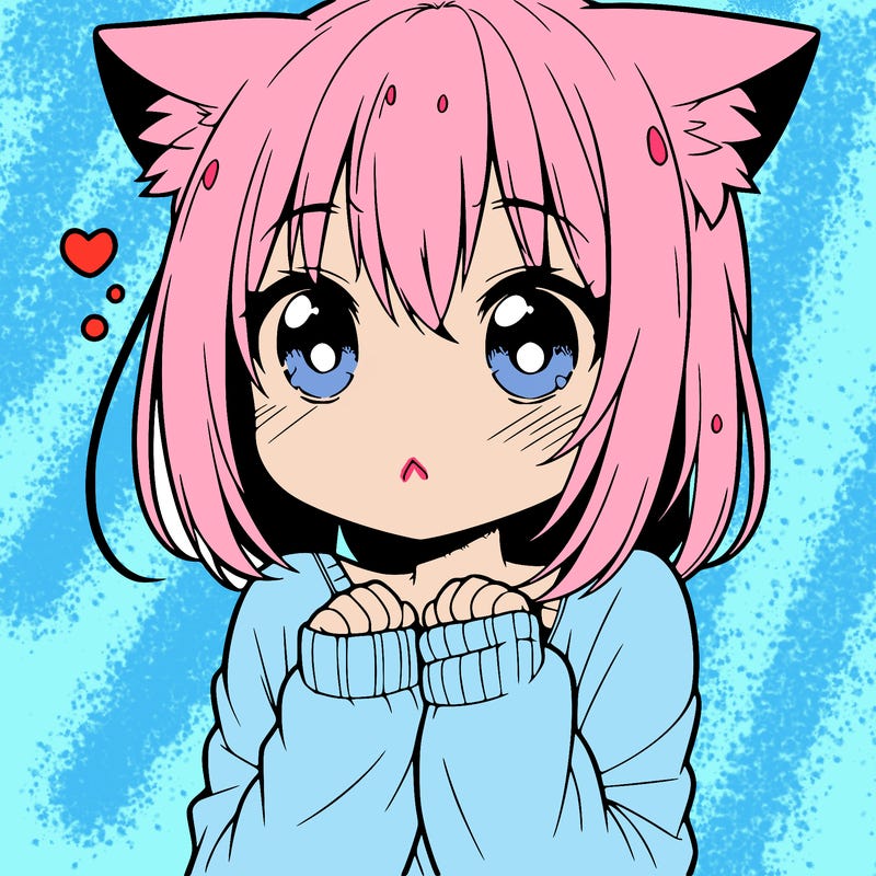 shy anime catgirl