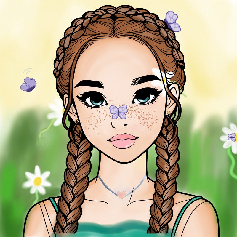 realistic girl with braids