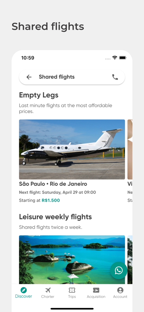 Flapper: Private Jet On-Demand - Flapper app interface for shared private jet flights and empty legs.
