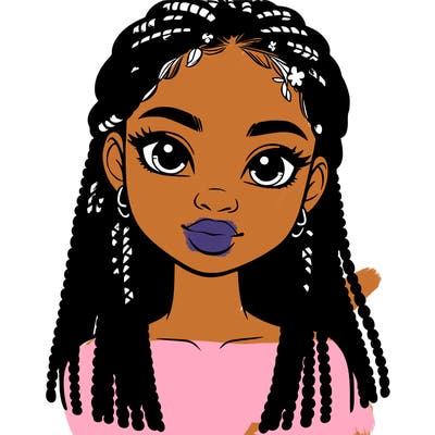 a realistic black girl with braids
