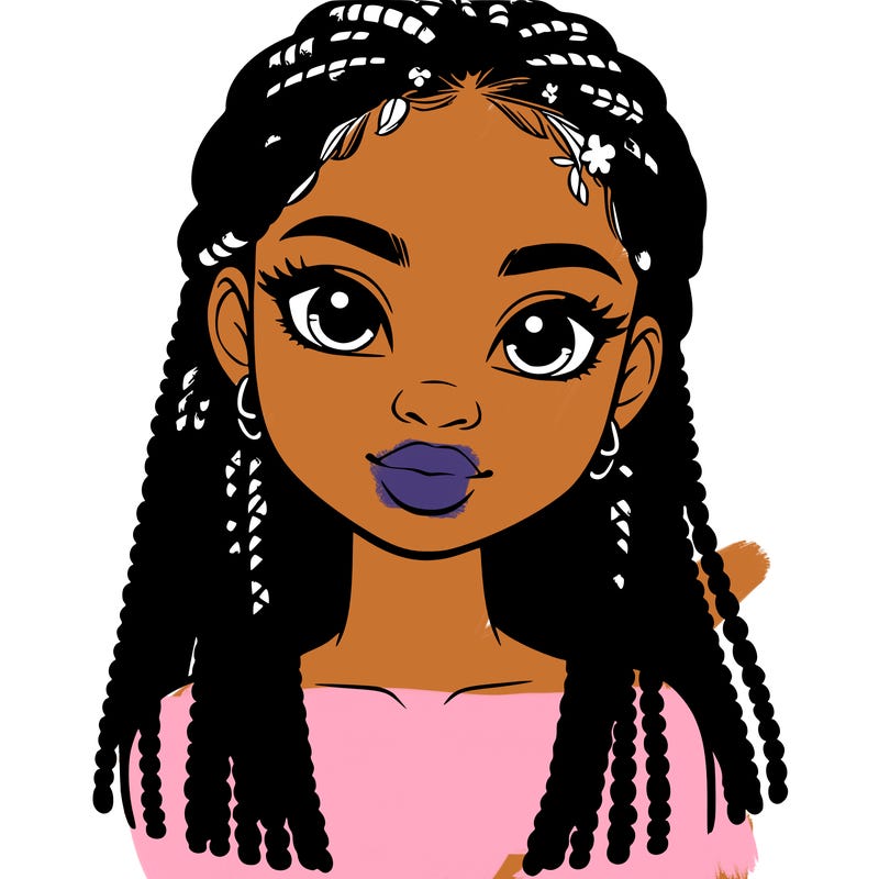 a realistic black girl with braids