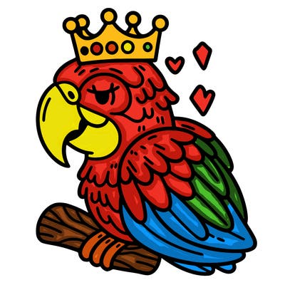 macaw with a crown