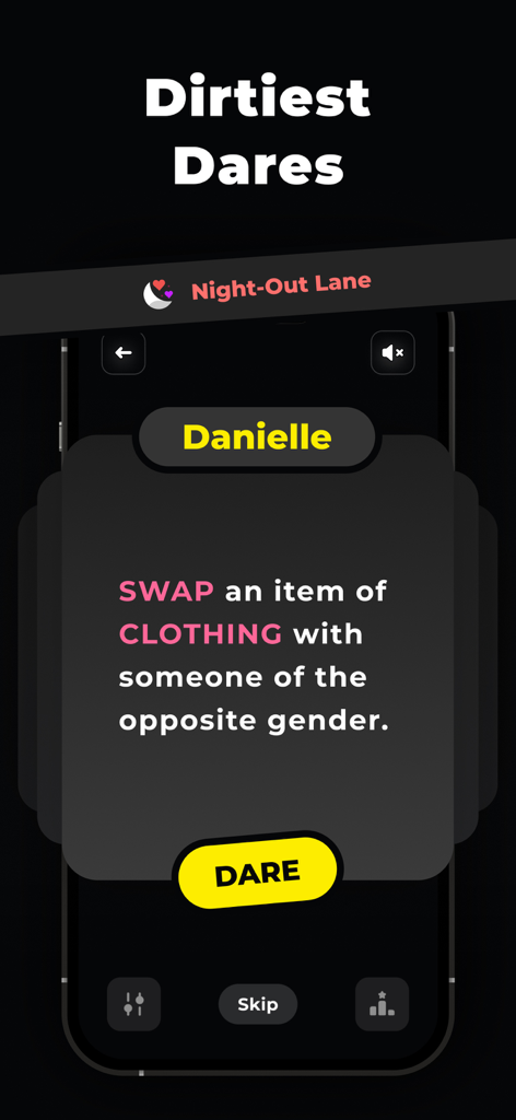 Dirty Truth or Dare Adult Game - Pantalla del juego Dirty Truth or Dare mostrando un atrevimiento extremo para intercambiar ropa