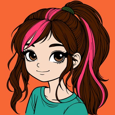 realistic girl with ponytail