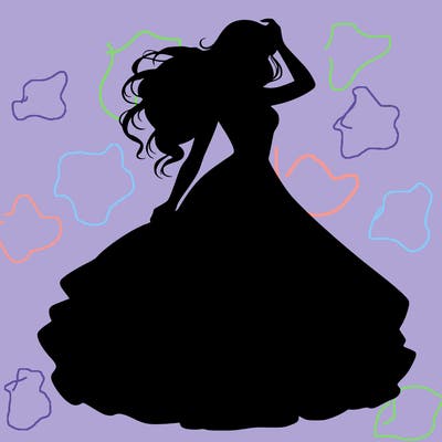 realistic woman with dress flowing in the wind