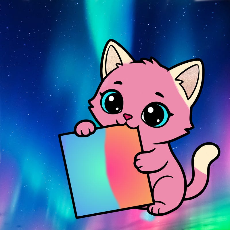 a small cat with a blank sheet of paper in its hand. the cat is sooooooo cute!