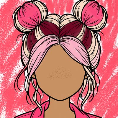realistic girl with buns on the top of her hair