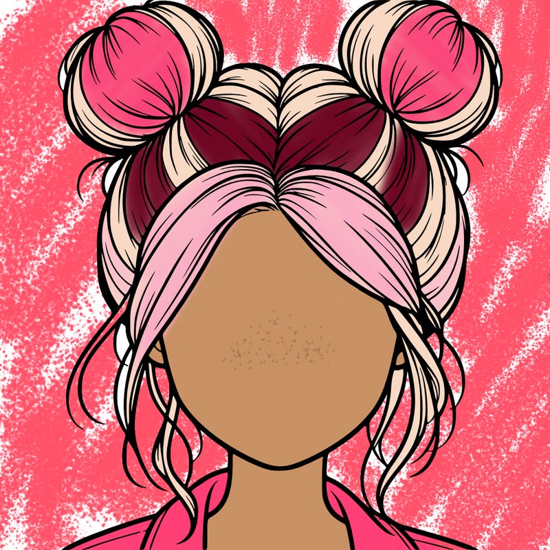 realistic girl with buns on the top of her hair
