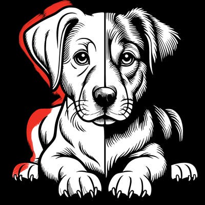 realistic dog split picture