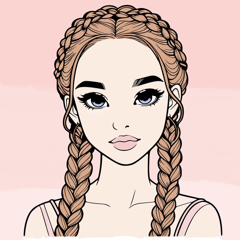 realistic girl with braids