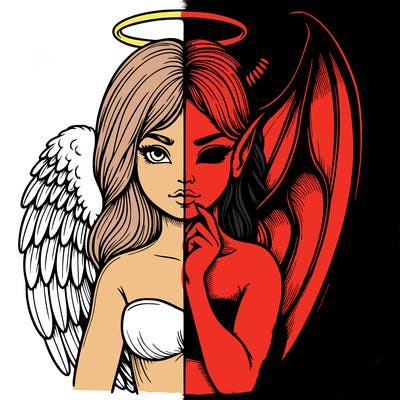 realistic angel half demon