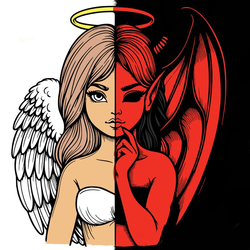 realistic angel half demon