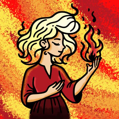 woman with fire