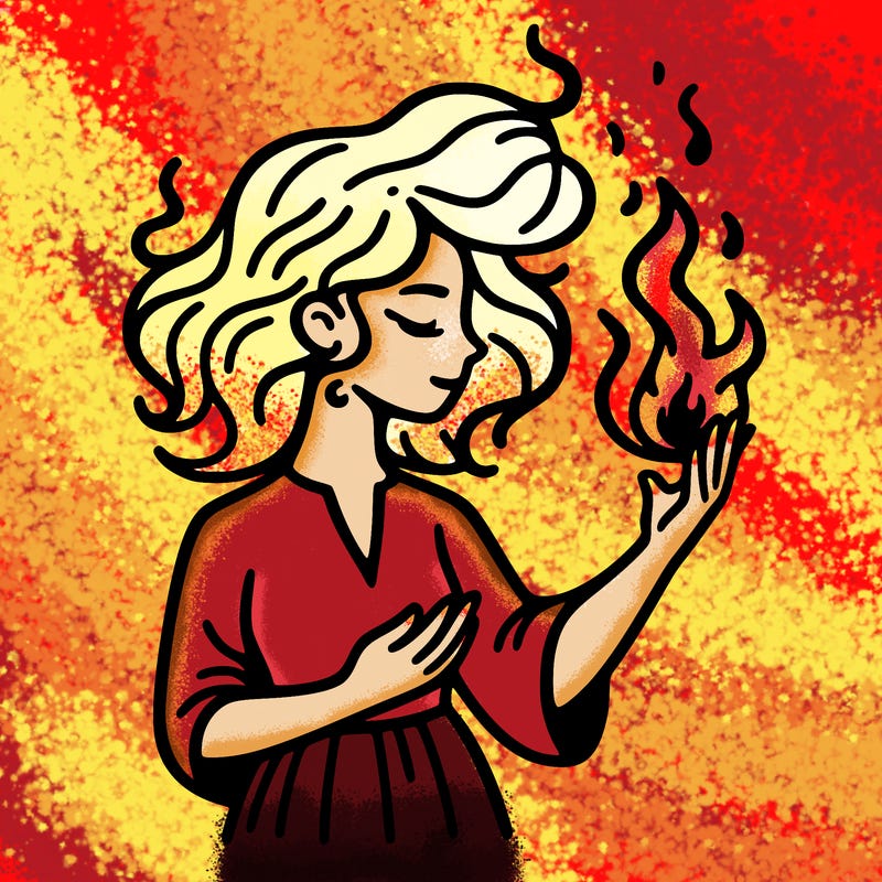 woman with fire