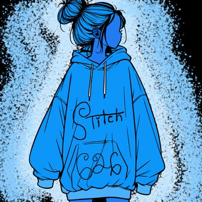 realistic girl with a oversized sweatshirt on and a bun