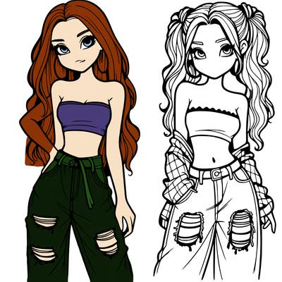 2 girls in crop tops and baggy jeans ripped